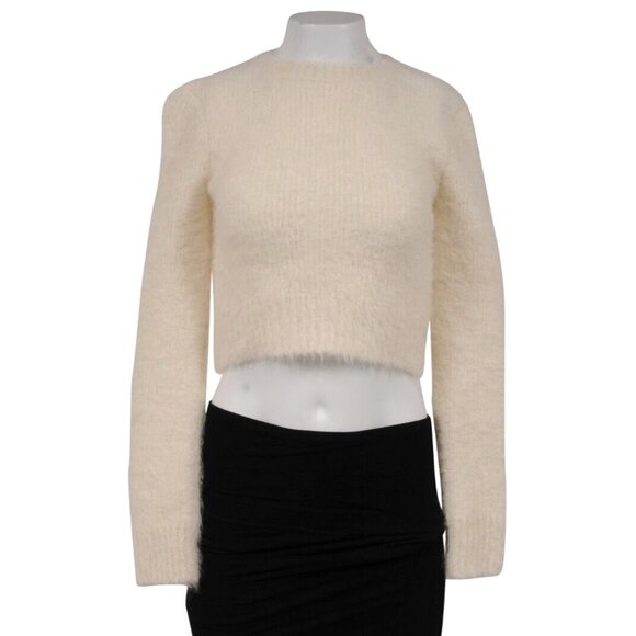 Frame Womens Crewneck Cropped Sweater XS Cream Beige Alpaca Wool Nylon Blend - Picture 1 of 11